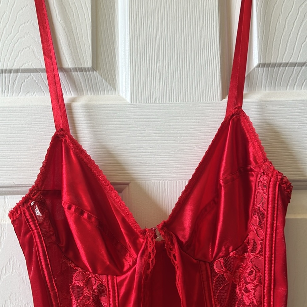 Red Lace Babydoll Style Top - Picture 2 of 6